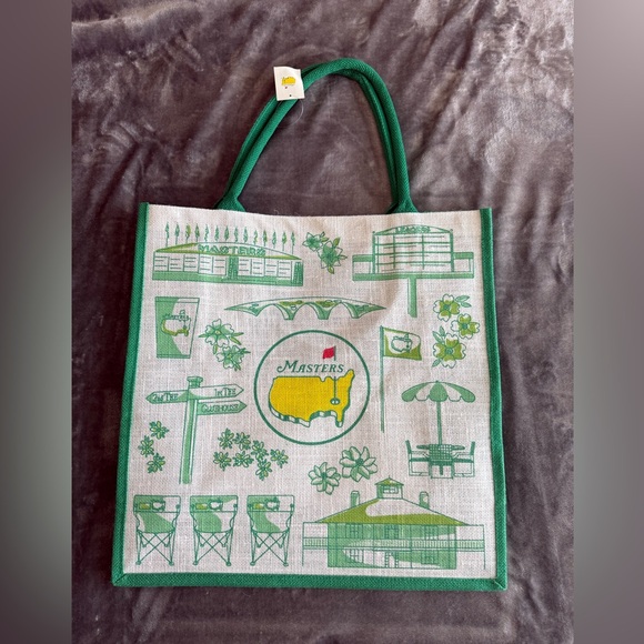 2025 Masters Golf Jute Tote Bag Augusta National New In Hand ANGC Green Beach - Picture 7 of 11